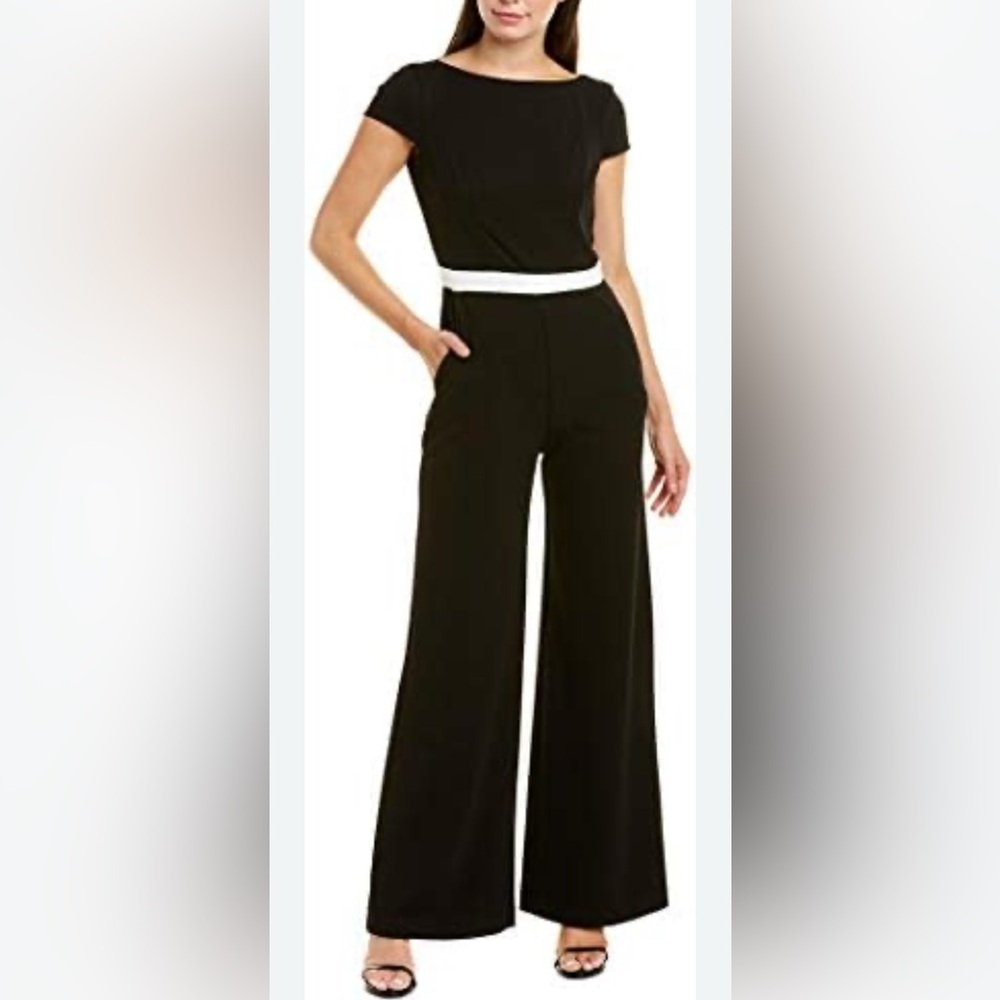 Donna Morgan Black on White Contrast Jumpsuit
